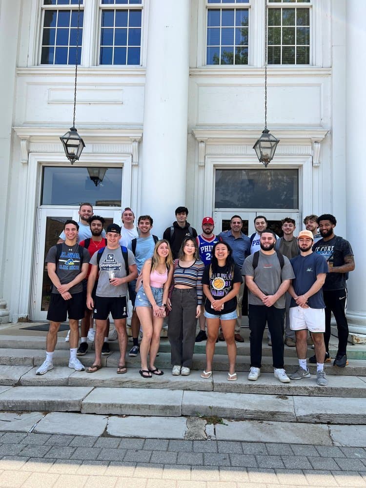 Students in Mike Corey's sportscasting class